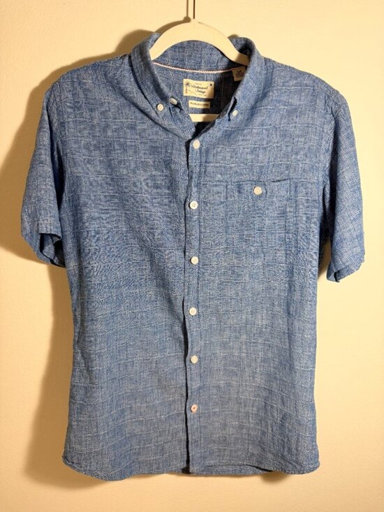 Original Weatherproof Vintage Other - Weatherproof Vintage Linen Blue Short Sleeve Button Up Shirt Size S